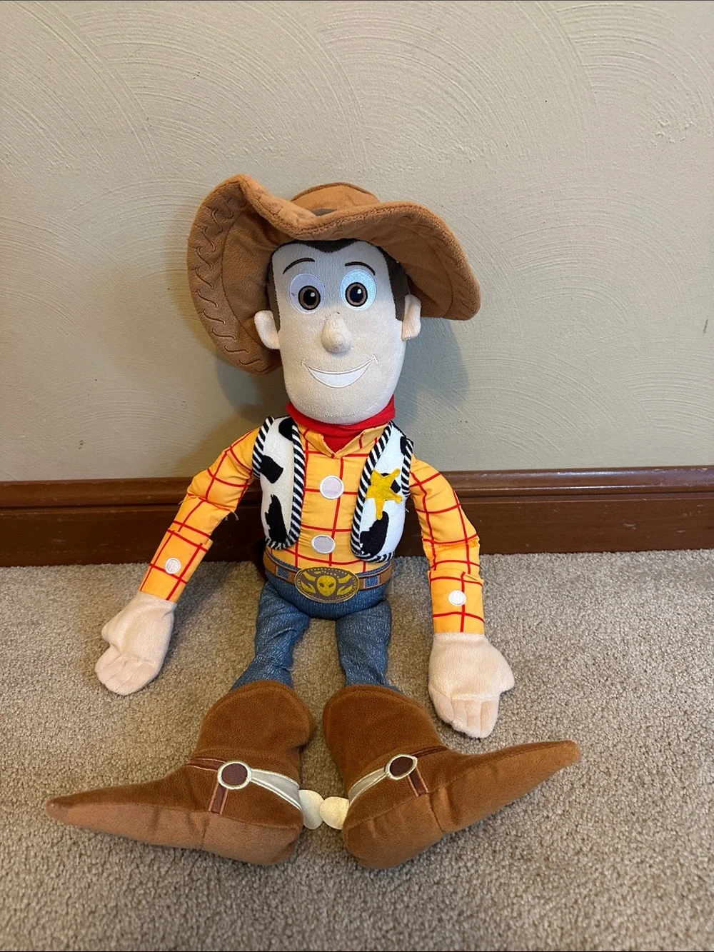 Disney Woody Plush Toy - Brown, Yellow, Blue